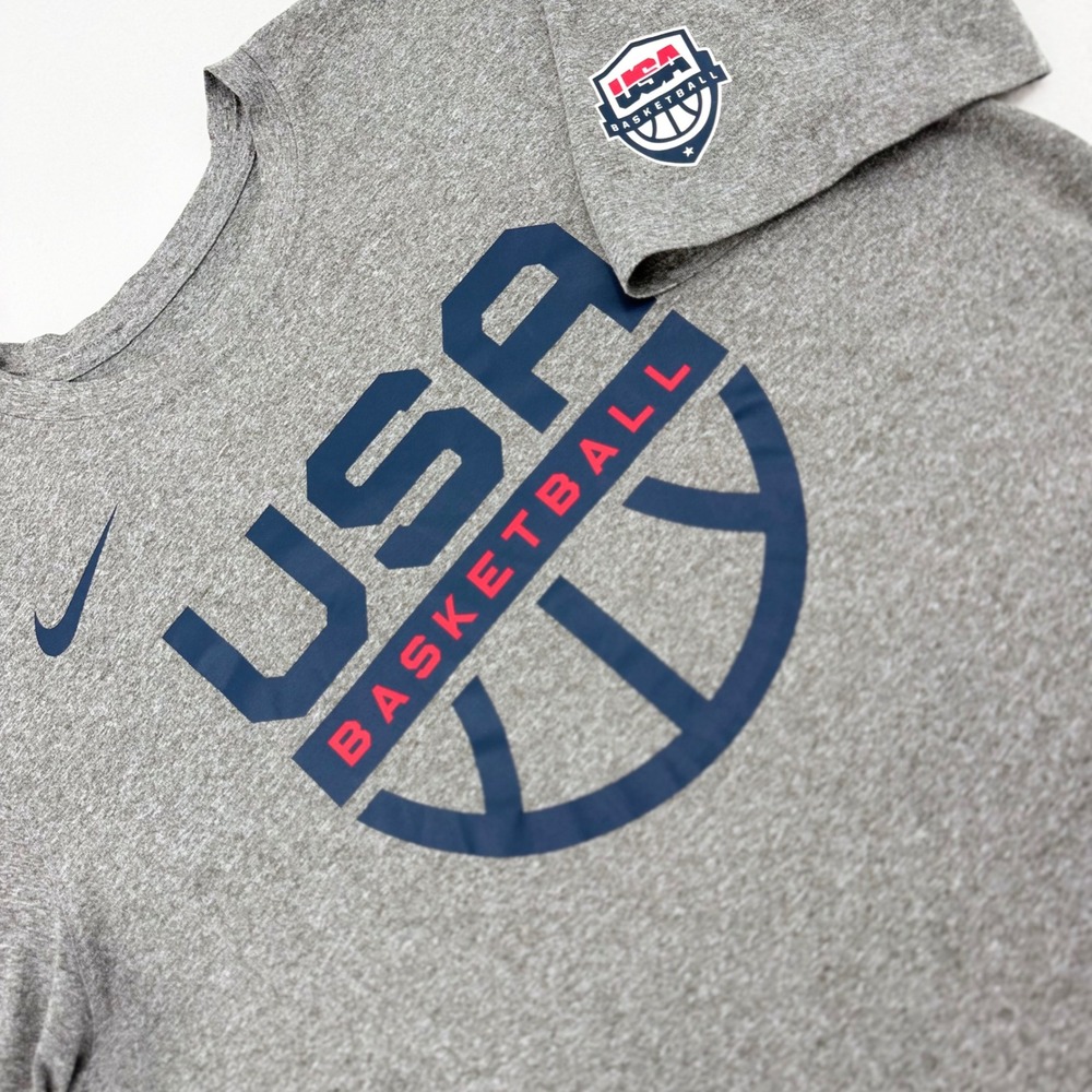 Nike USA Basketball T-Shirt Mens L Gray Dri-FIT Graphic Tee